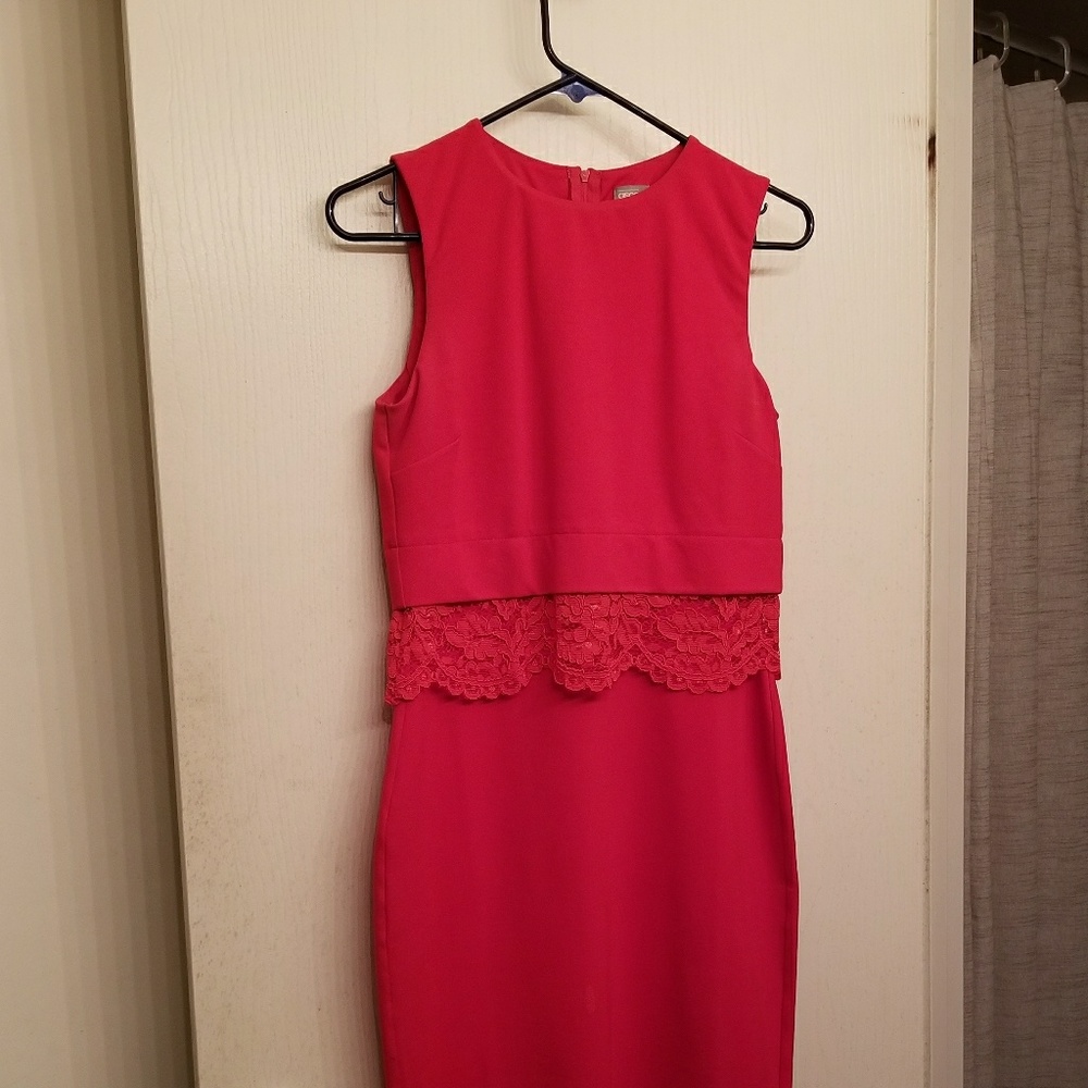Pencil dress with lace detail